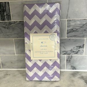 Pottery Barn Kids Baby Purple HARPER Chevron Cotton Crib Bed Skirt
